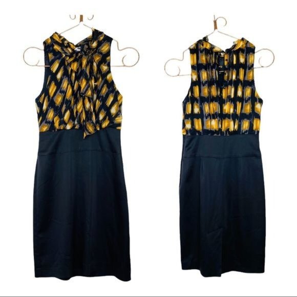 BGBG MAXAZRIA Silk Sheath Dress Ruffle Tie, Halter Top, Mid Length, Sleeveless - Picture 4 of 12